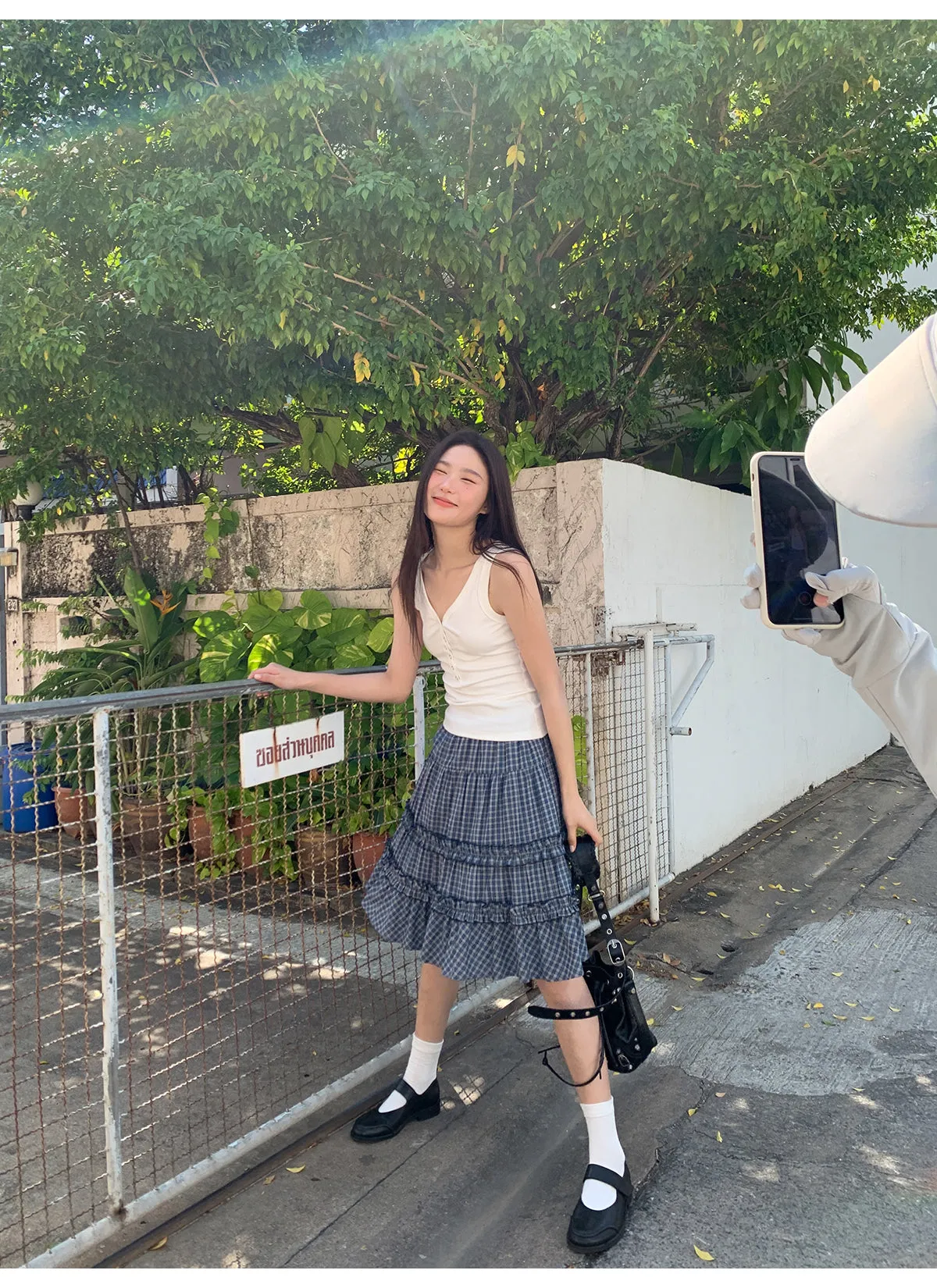 Check cake A-line skirt