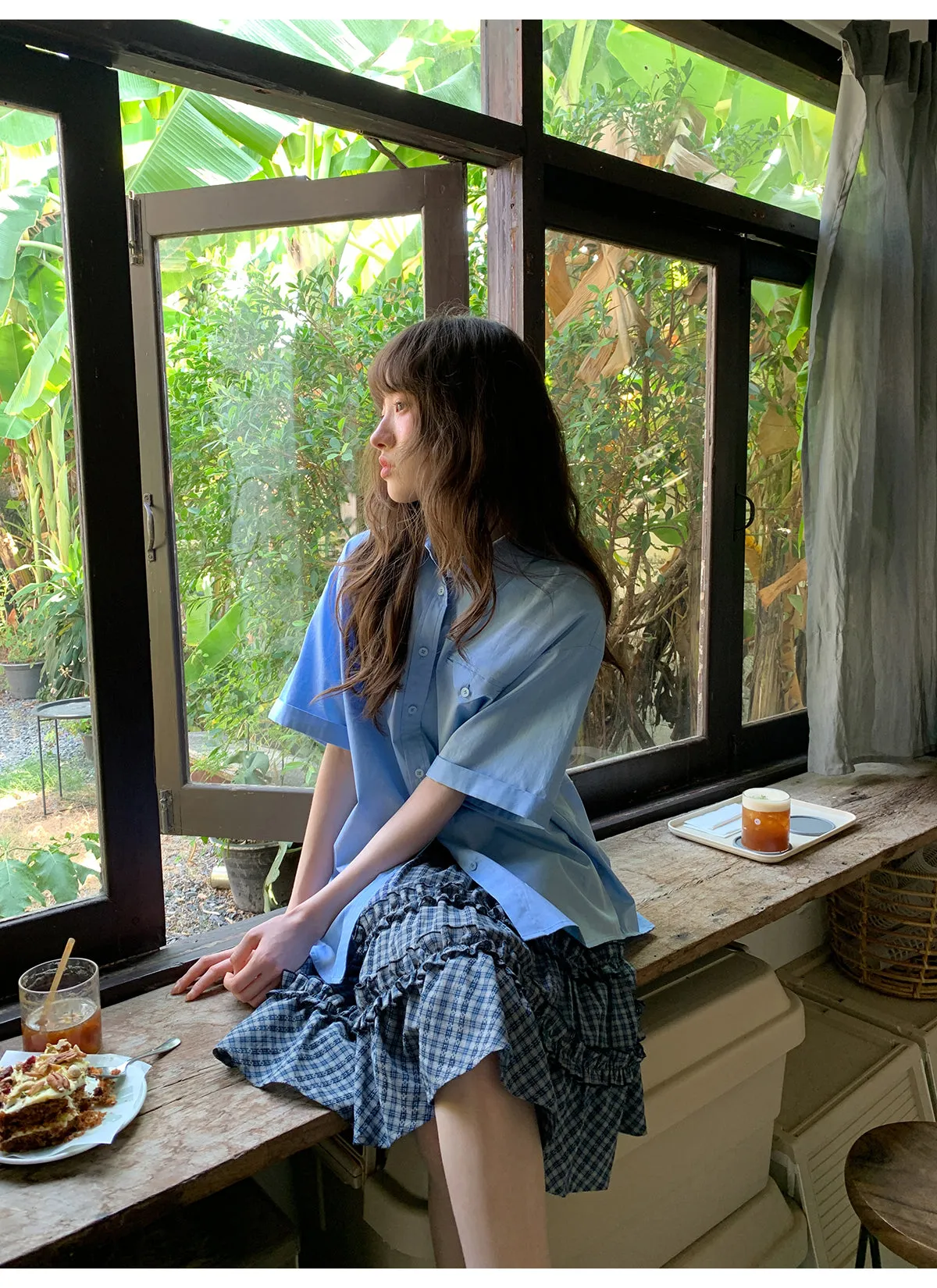Check cake A-line skirt