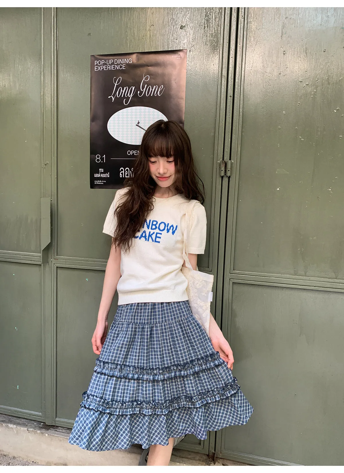 Check cake A-line skirt
