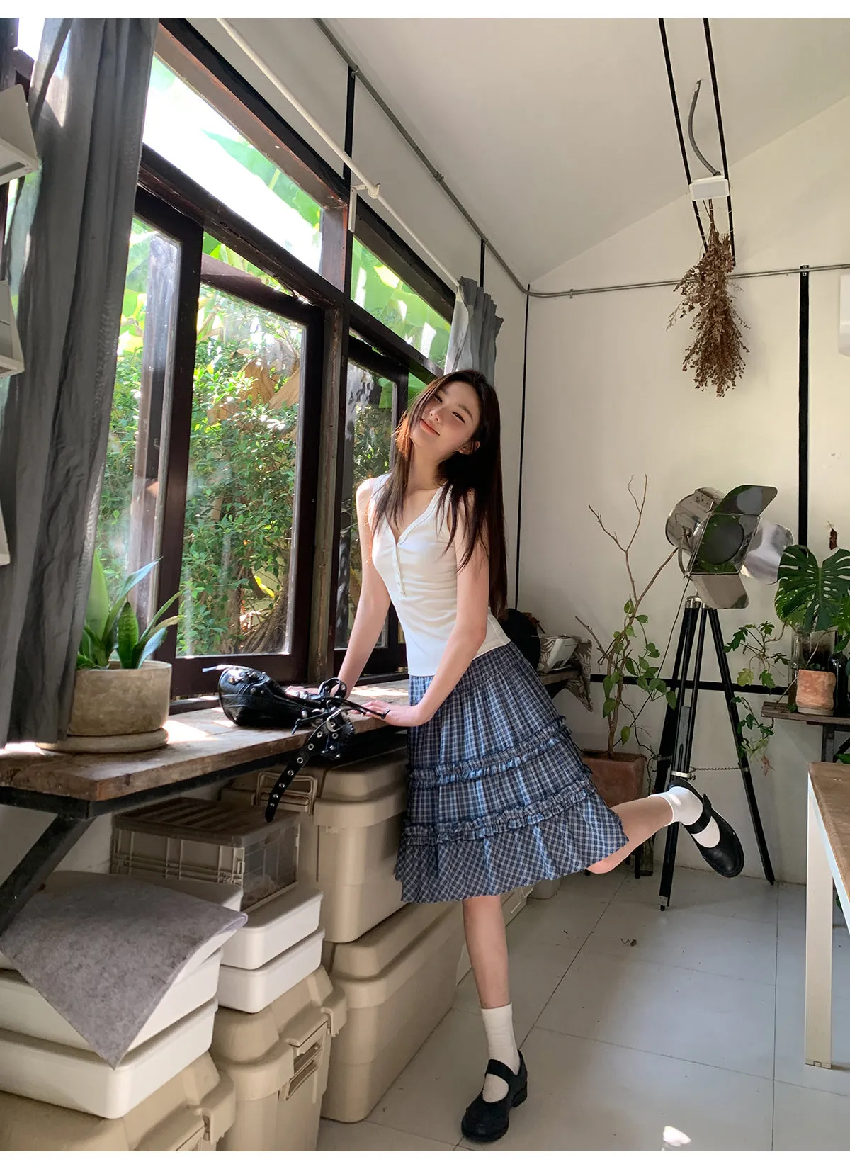 Check cake A-line skirt
