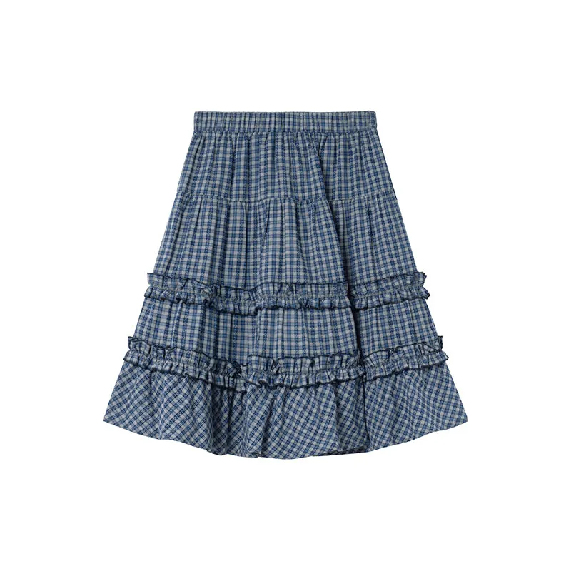 Check cake A-line skirt