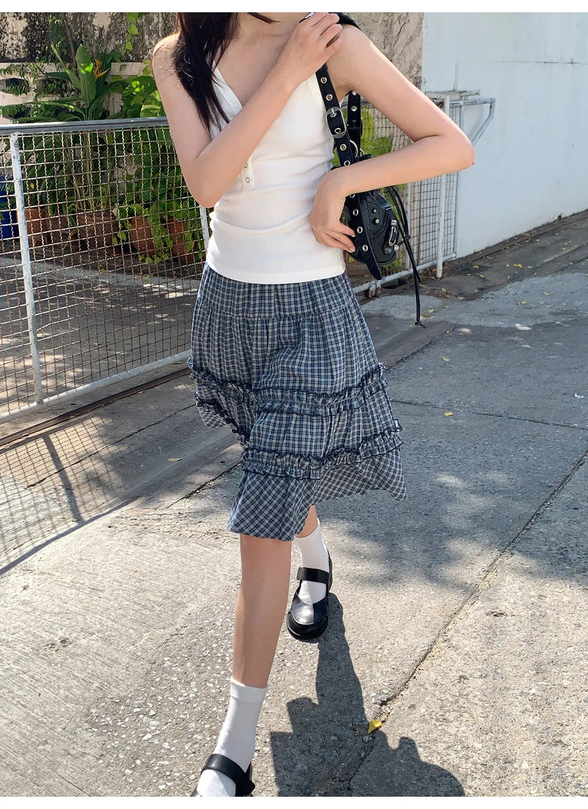 Check cake A-line skirt