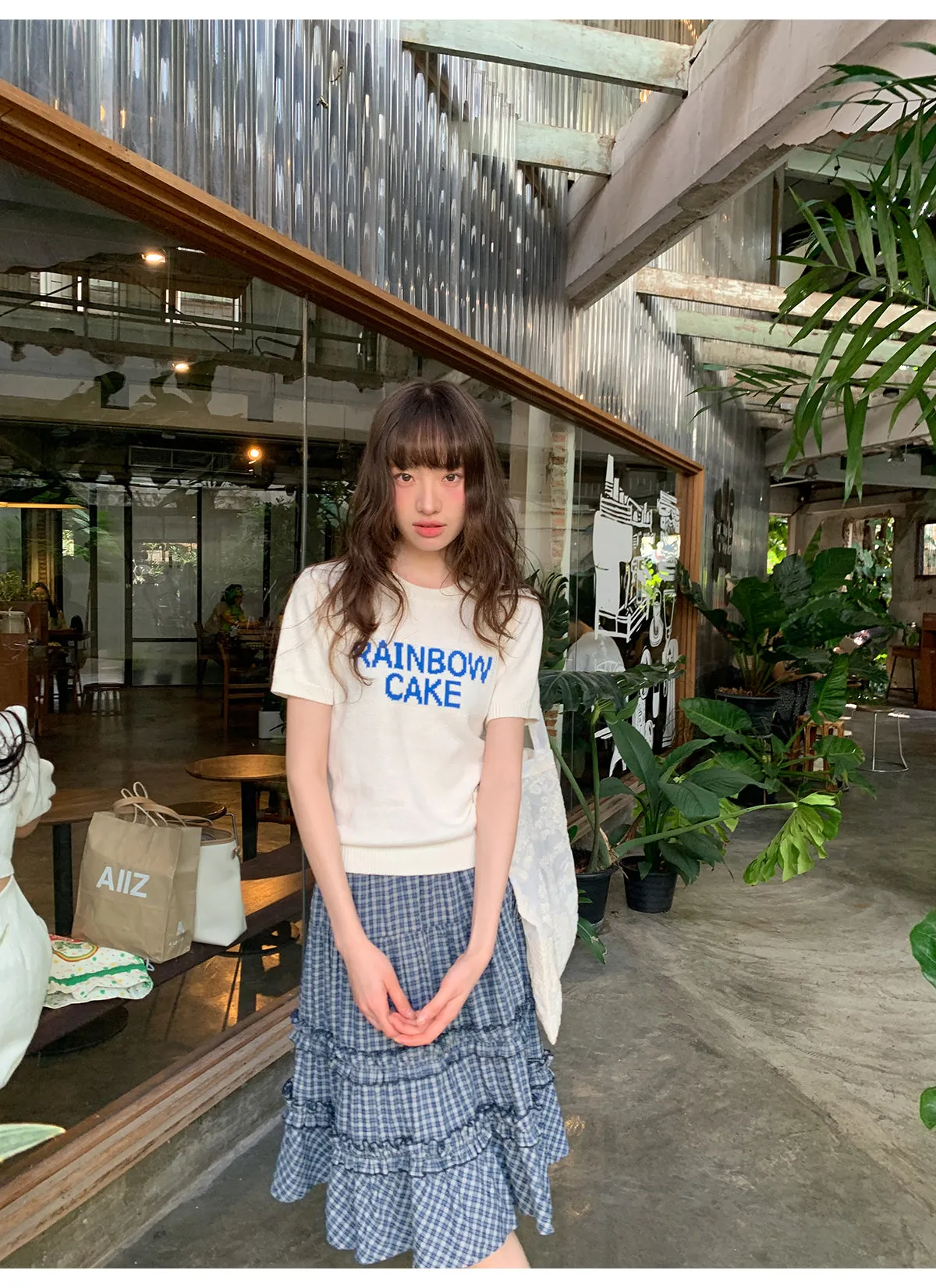 Check cake A-line skirt
