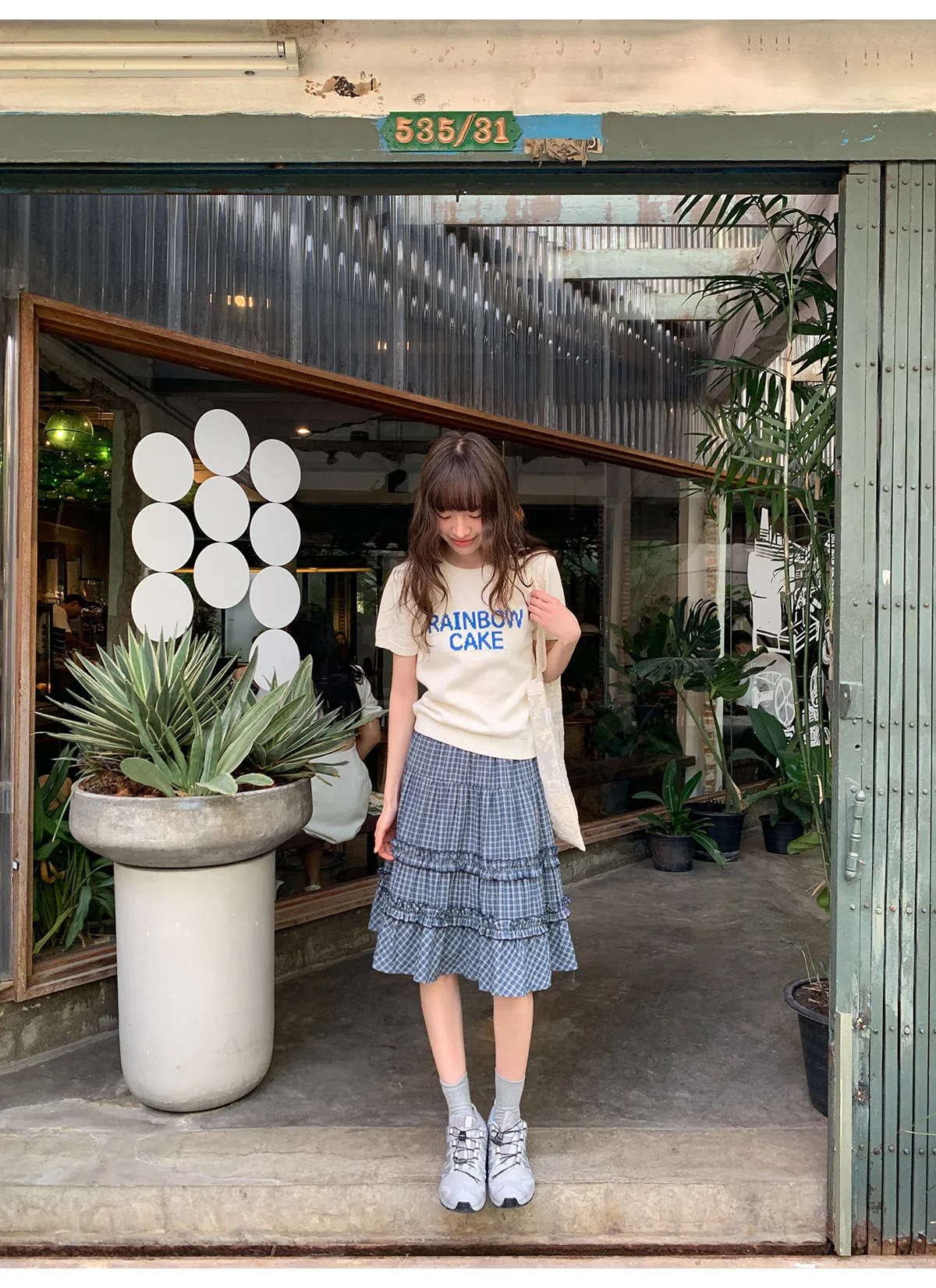 Check cake A-line skirt