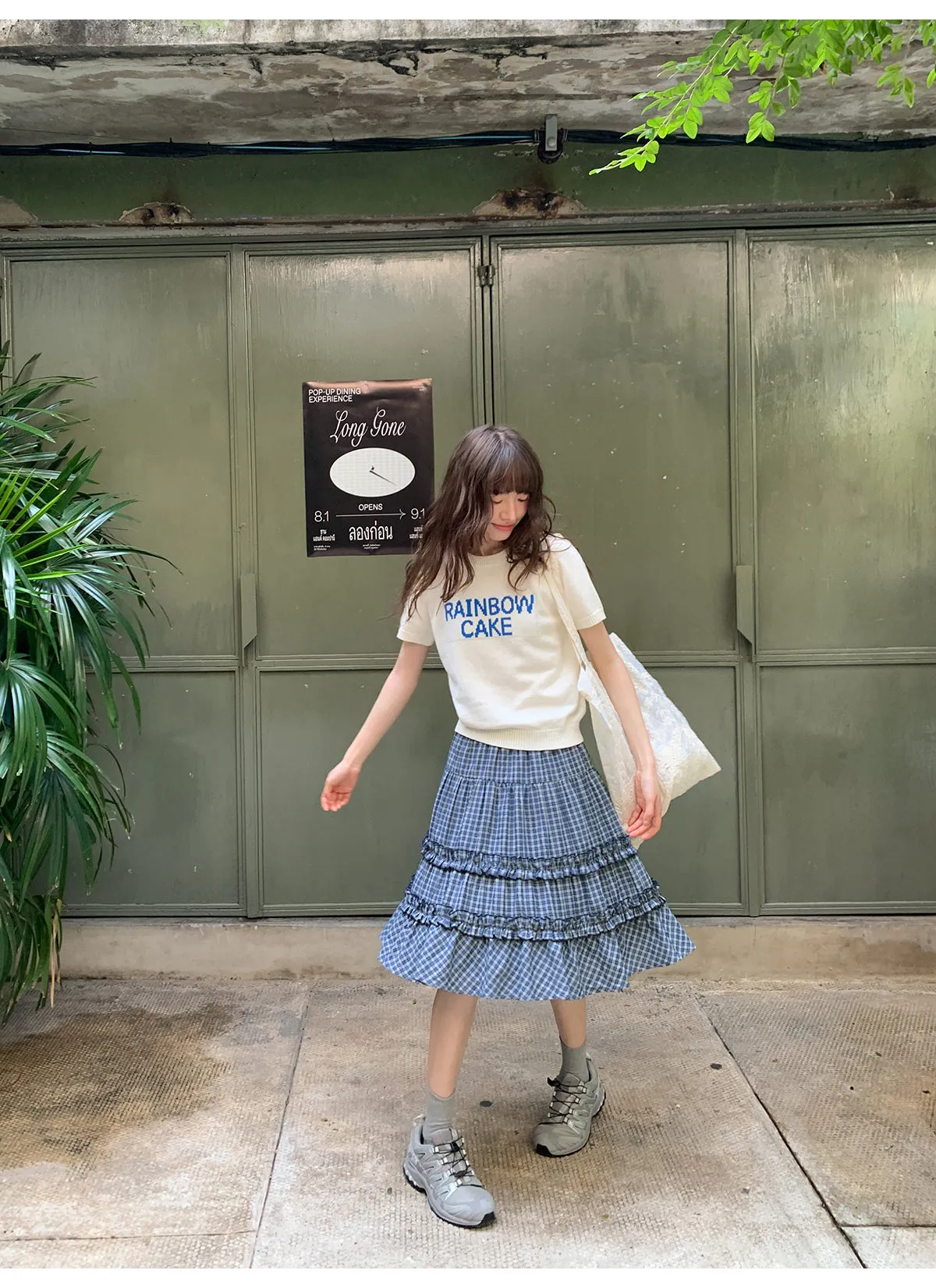 Check cake A-line skirt