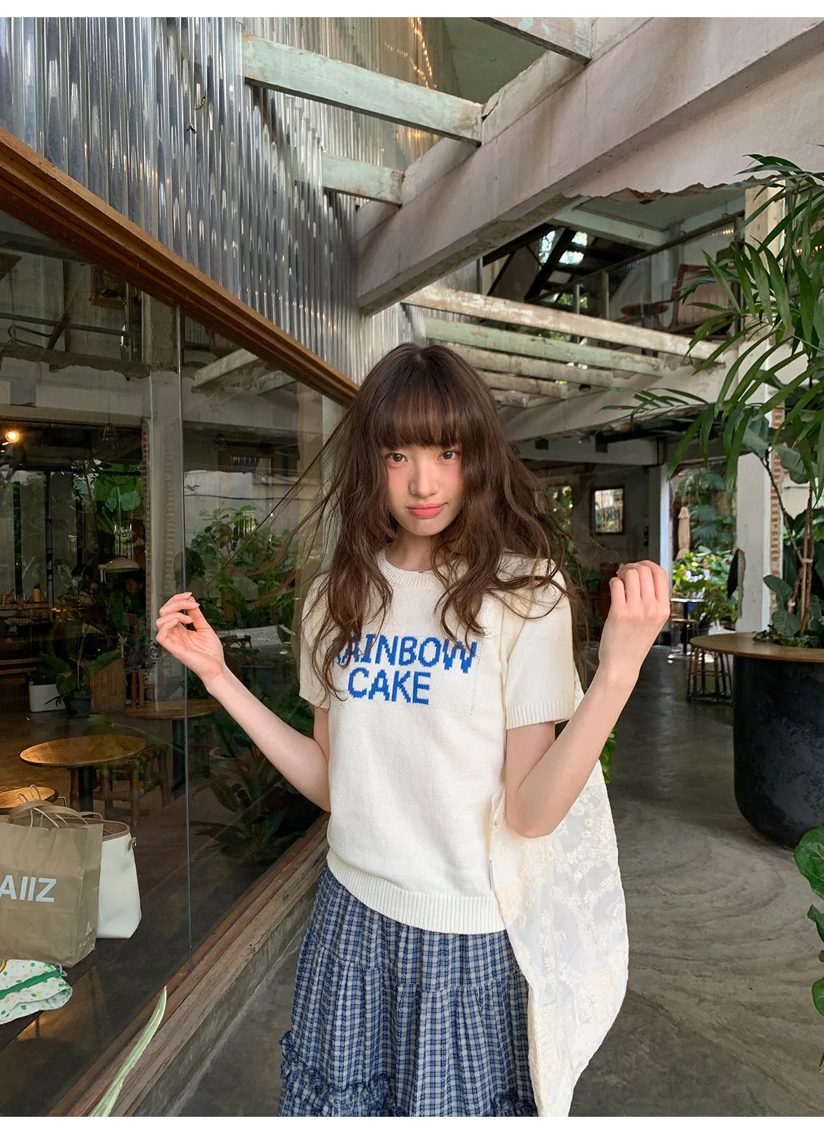 Check cake A-line skirt