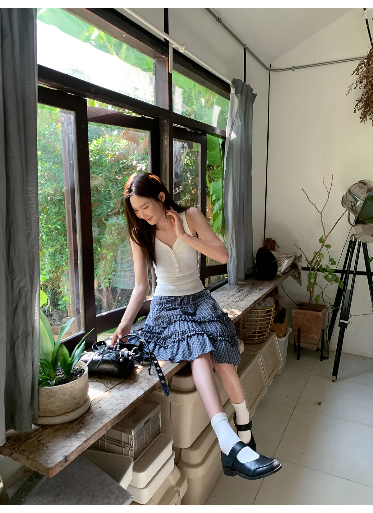 Check cake A-line skirt