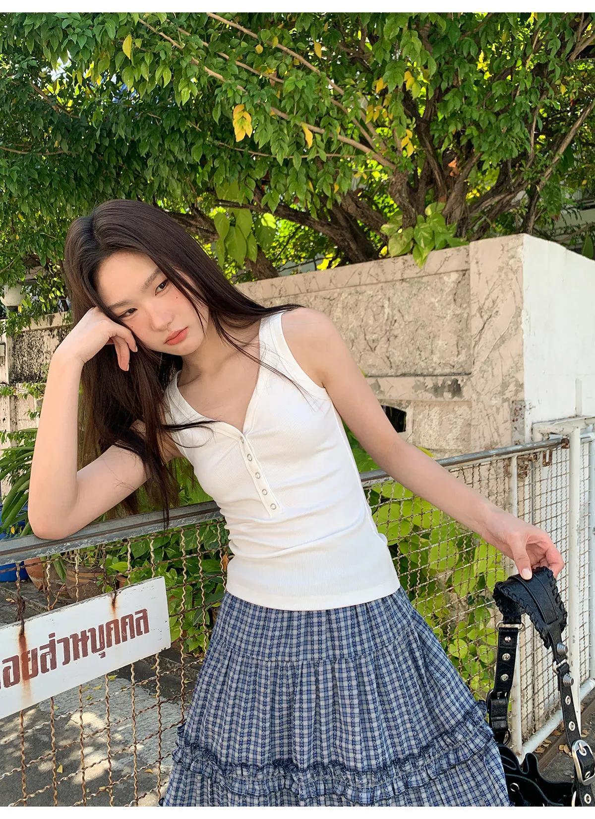 Check cake A-line skirt