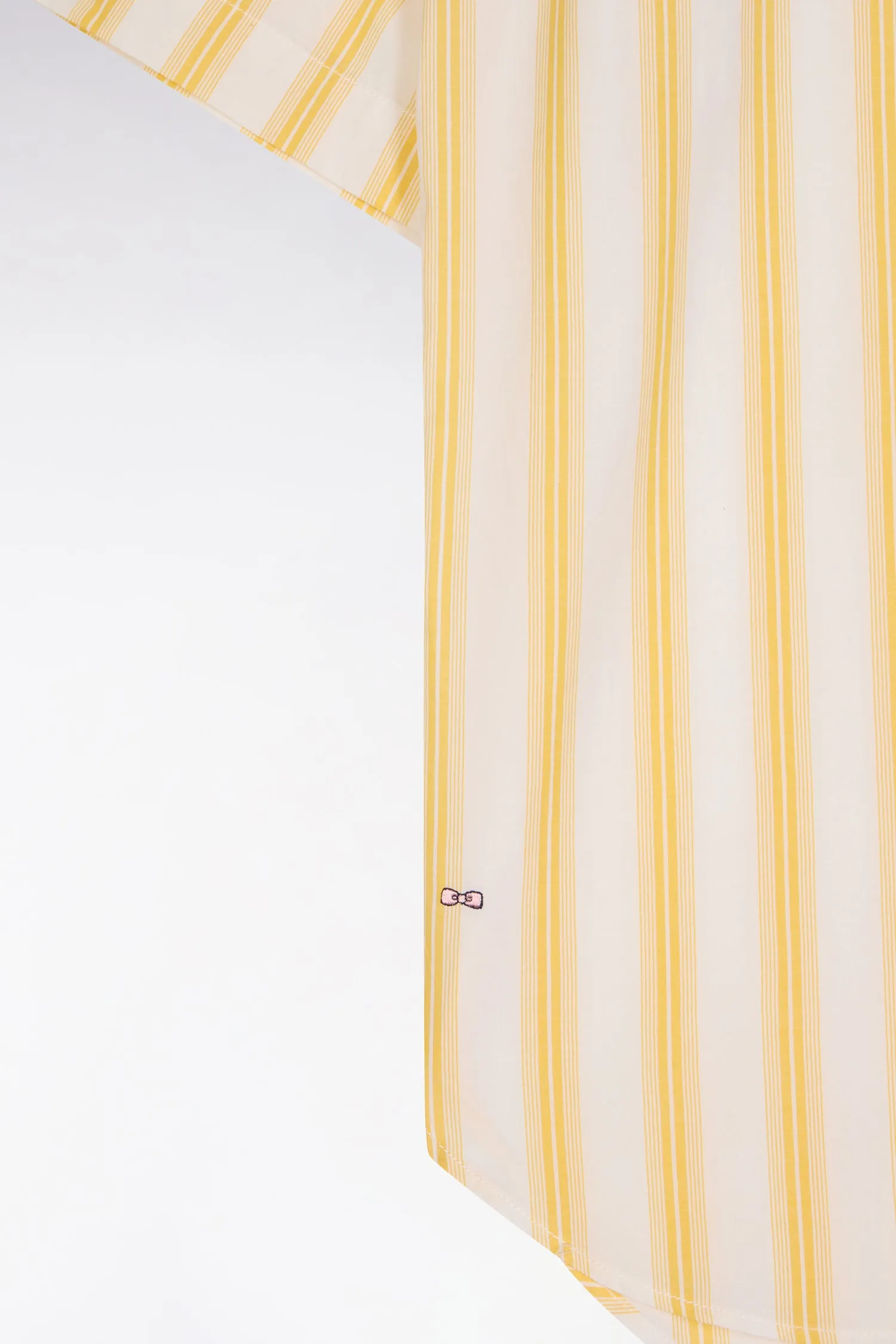 Chemise à manches courtes rayée en coton jaune et blanche coupe oversized