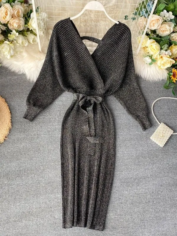 Chic V neck Long Dresses
