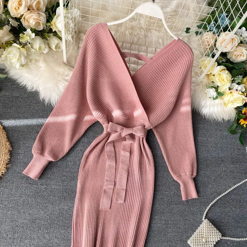 Chic V neck Long Dresses