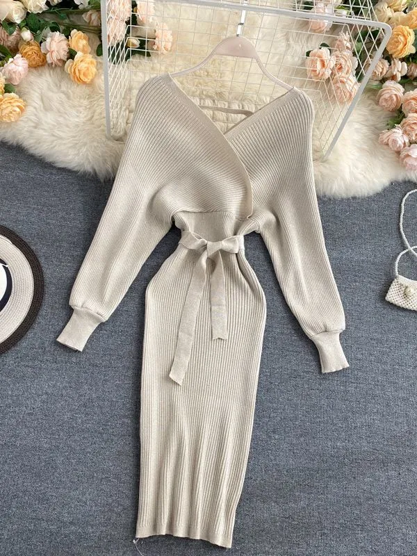 Chic V neck Long Dresses