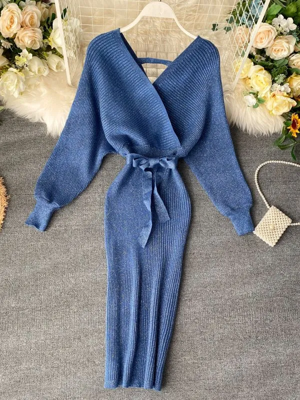 Chic V neck Long Dresses