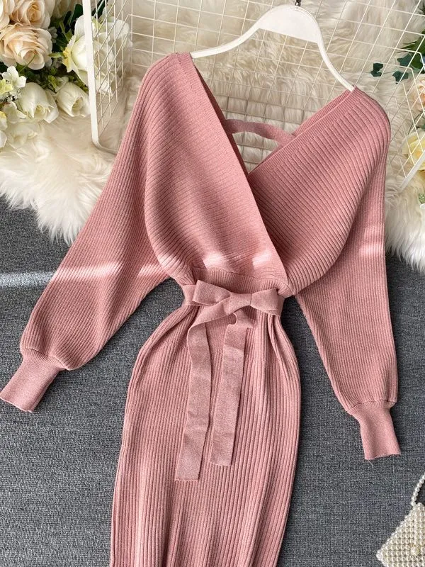 Chic V neck Long Dresses