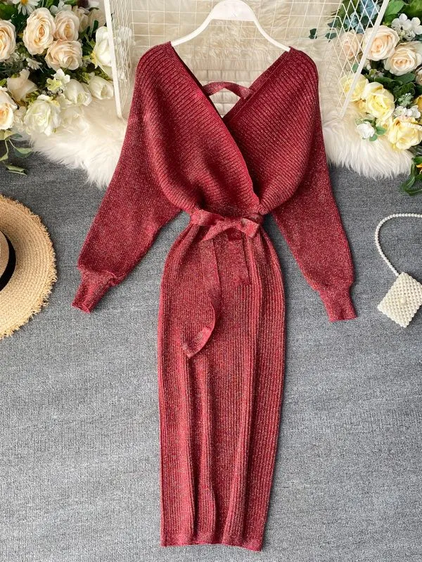 Chic V neck Long Dresses