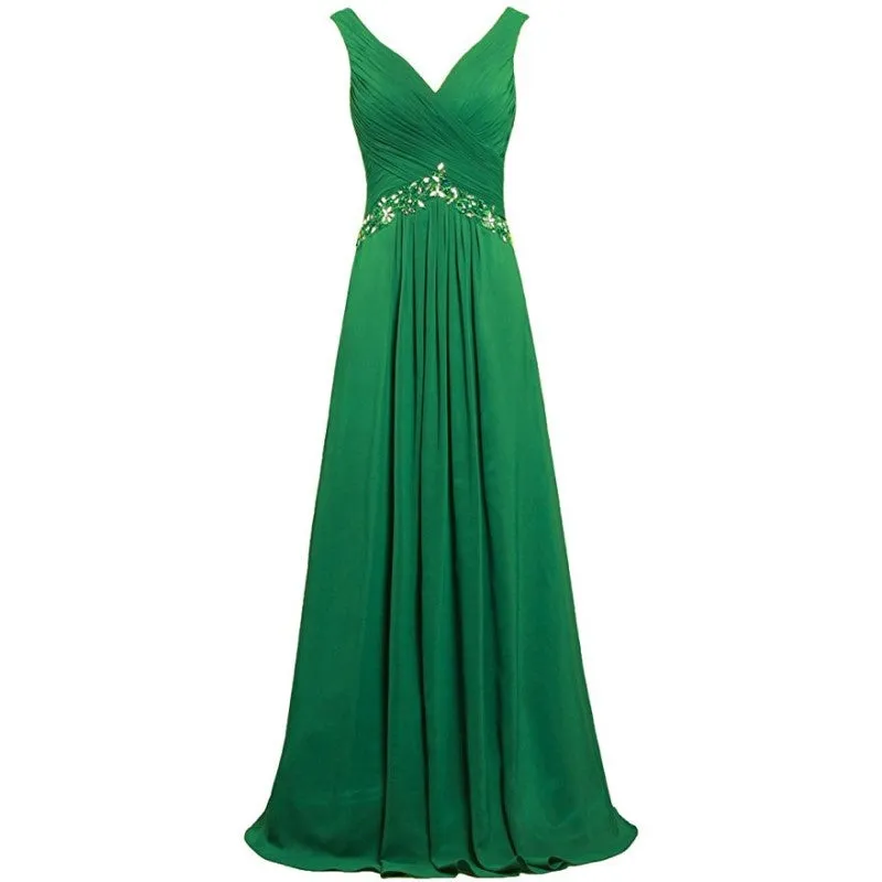 Chiffon Bridesmaid Dresses Long Evening Formal Dress Beaded Wedding Prom