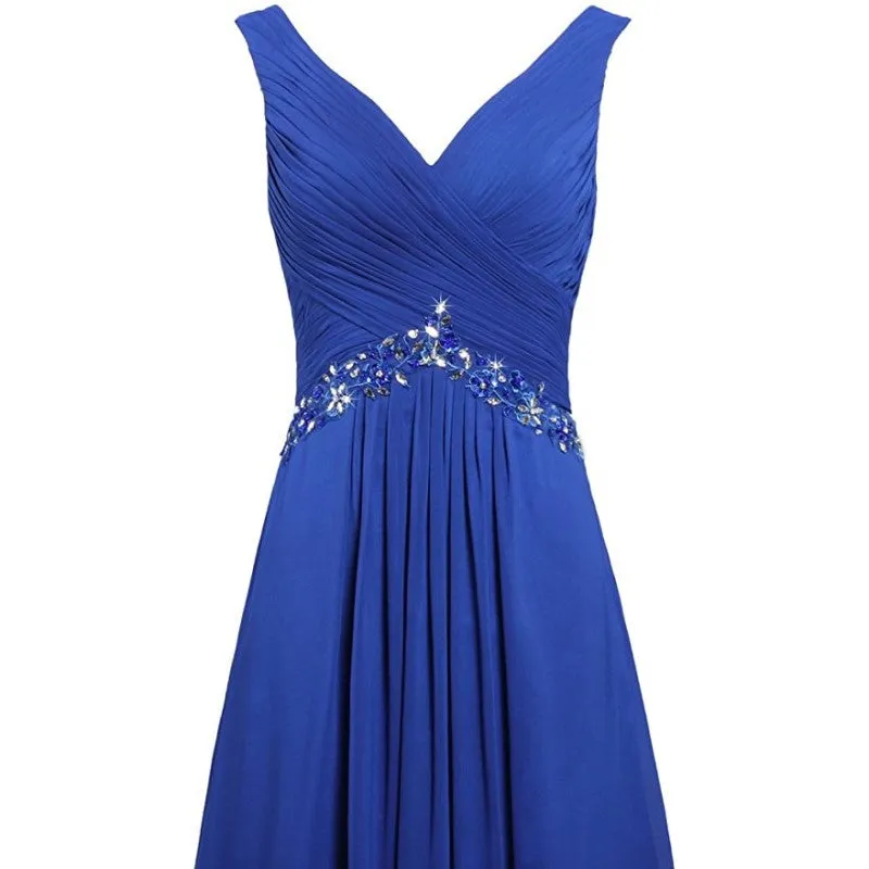 Chiffon Bridesmaid Dresses Long Evening Formal Dress Beaded Wedding Prom