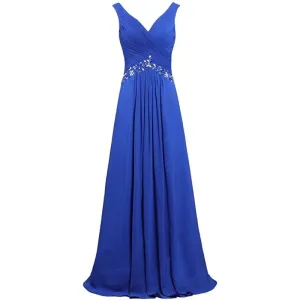 Chiffon Bridesmaid Dresses Long Evening Formal Dress Beaded Wedding Prom