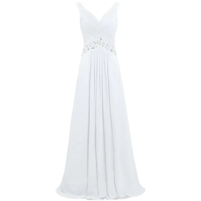 Chiffon Bridesmaid Dresses Long Evening Formal Dress Beaded Wedding Prom