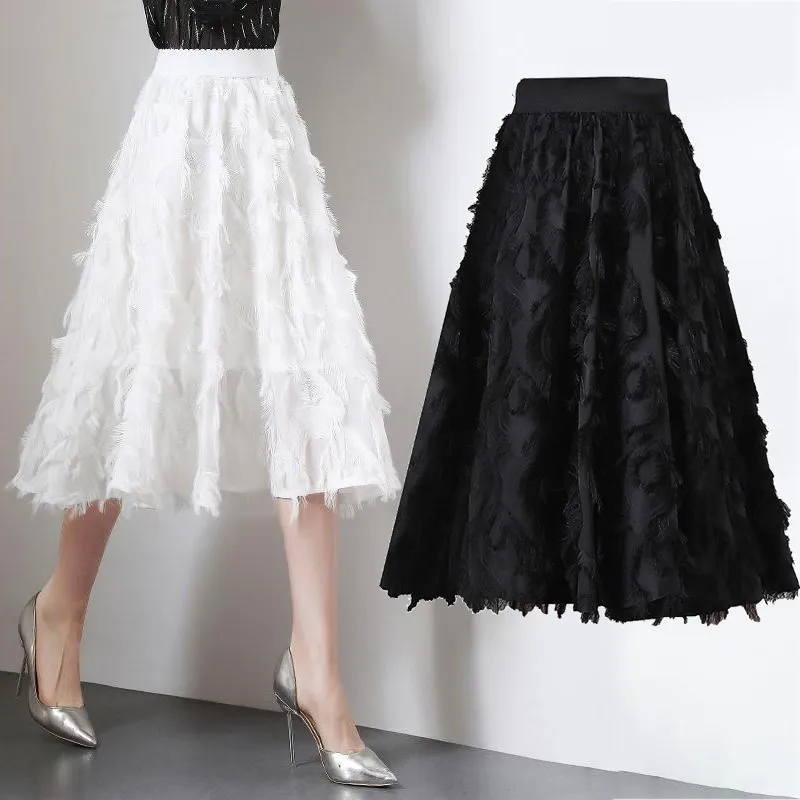 Chiffon Skirt Long Loose Large Size High Waist A- line Skirt Woman Skirts