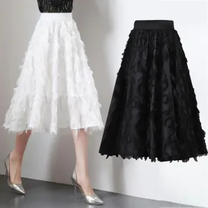 Chiffon Skirt Long Loose Large Size High Waist A- line Skirt Woman Skirts