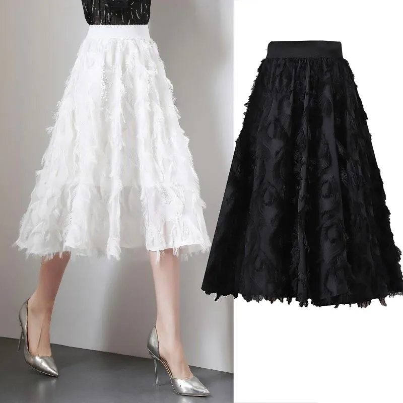 Chiffon Skirt Long Loose Large Size High Waist A- line Skirt Woman Skirts