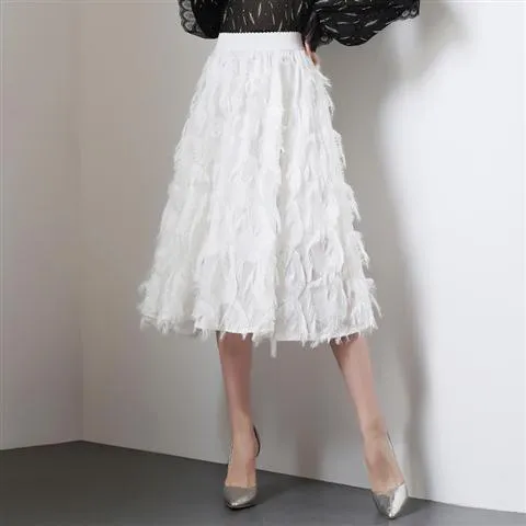 Chiffon Skirt Long Loose Large Size High Waist A- line Skirt Woman Skirts