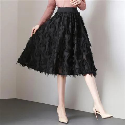 Chiffon Skirt Long Loose Large Size High Waist A- line Skirt Woman Skirts