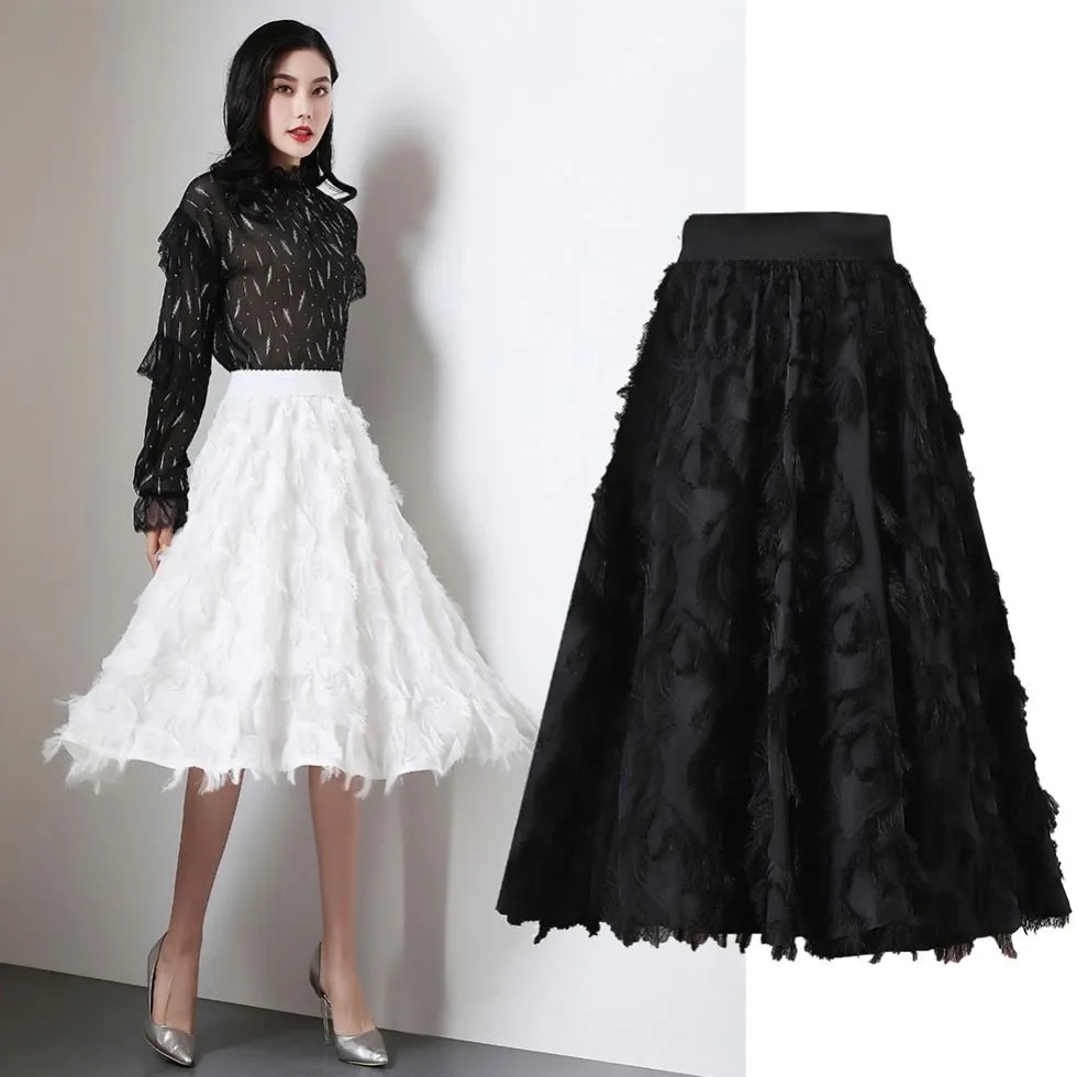 Chiffon Skirt Long Loose Large Size High Waist A- line Skirt Woman Skirts