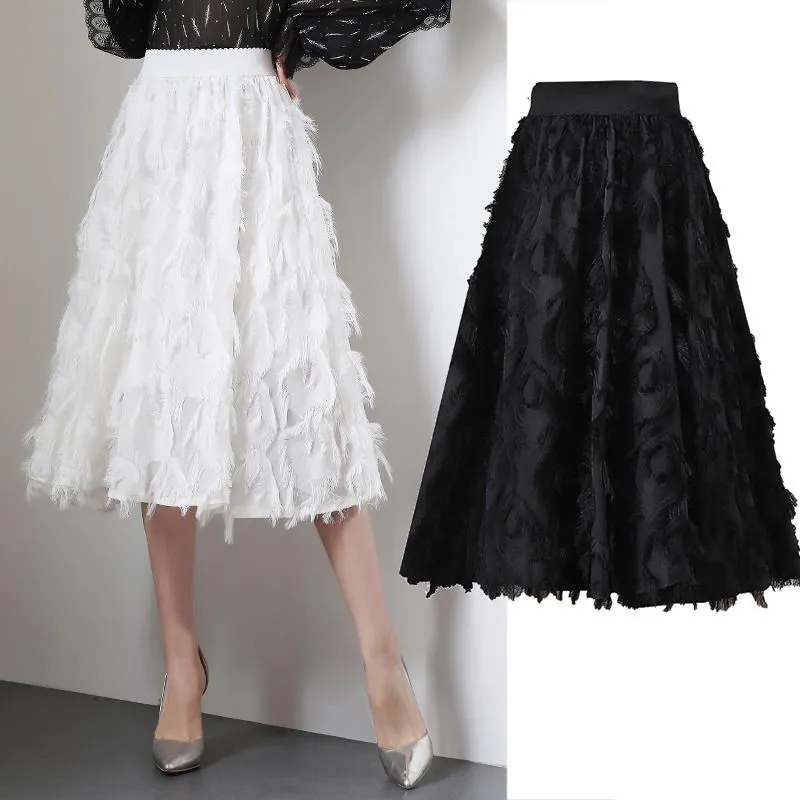 Chiffon Skirt Long Loose Large Size High Waist A- line Skirt Woman Skirts