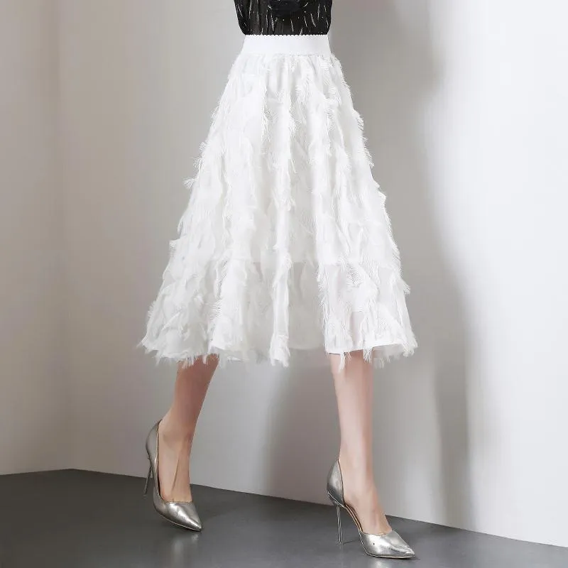 Chiffon Skirt Long Loose Large Size High Waist A- line Skirt Woman Skirts