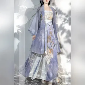 Chinese Style Hanfu Dress Set Female Elegant Song Dynasty Floral Print Princess Cosplay Costume Women Sweet Fairy Dance Dress