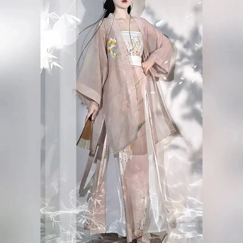 Chinese Style Hanfu Dress Set Female Elegant Song Dynasty Floral Print Princess Cosplay Costume Women Sweet Fairy Dance Dress