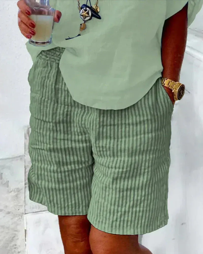 Clara - Striped cotton shorts