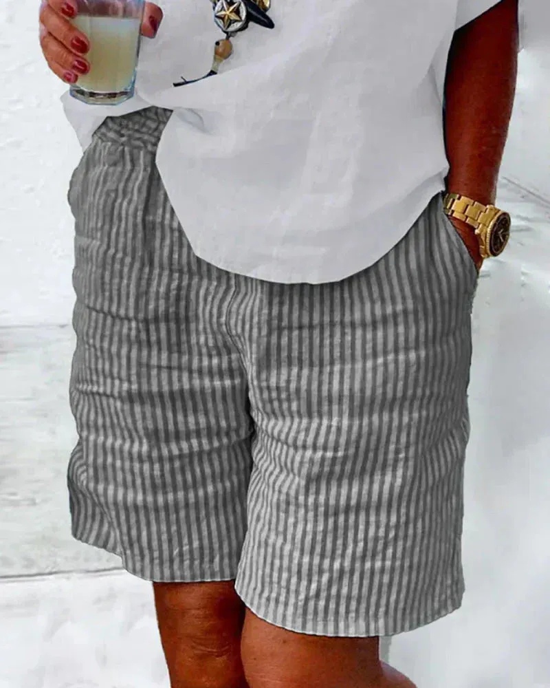 Clara - Striped cotton shorts