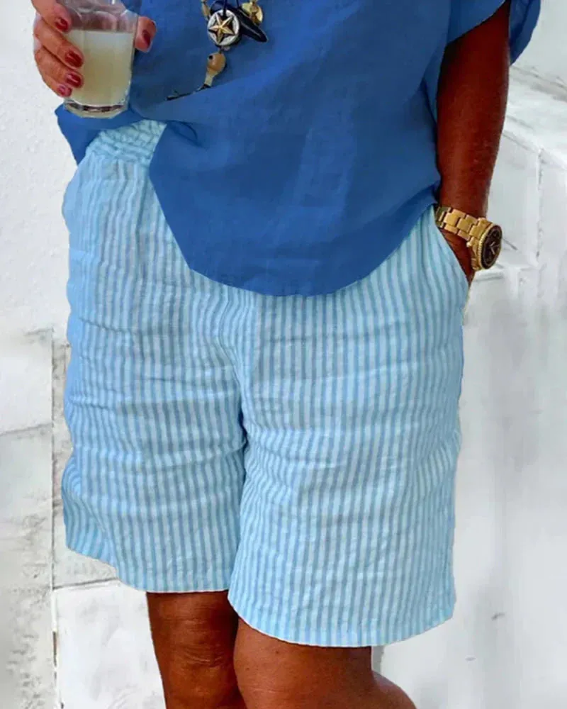 Clara - Striped cotton shorts
