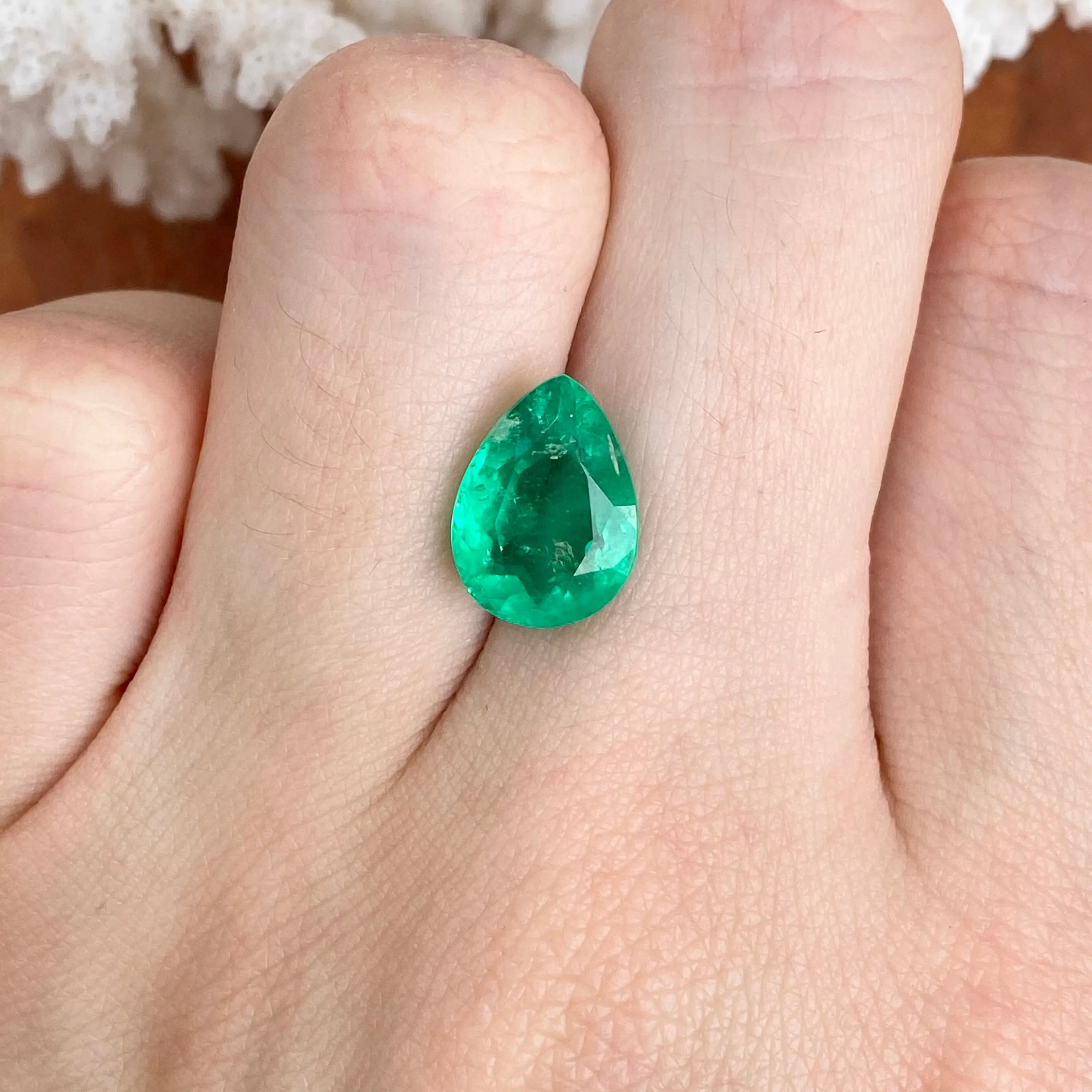 Colombian Pear Shape Loose Emerald 3.77 CT