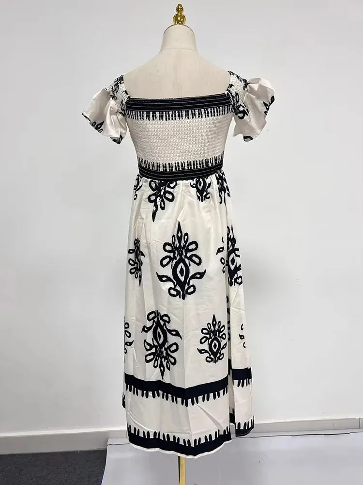 Colorblock Printing Slim Dress