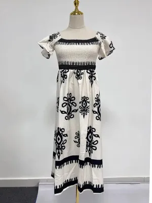 Colorblock Printing Slim Dress