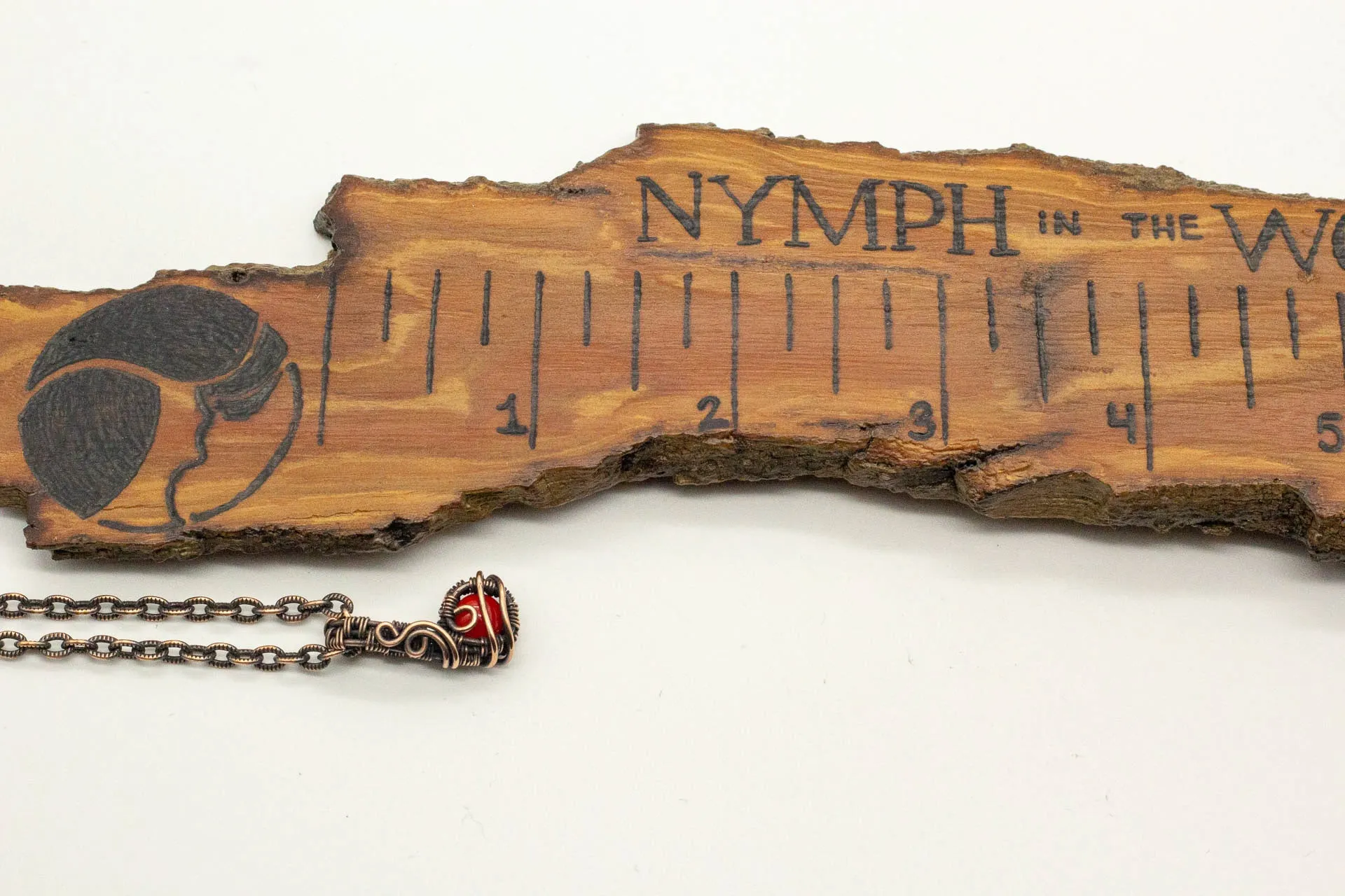 Copper Mini Pendant with Bright Red Fused Glass Accent