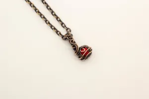 Copper Mini Pendant with Bright Red Fused Glass Accent
