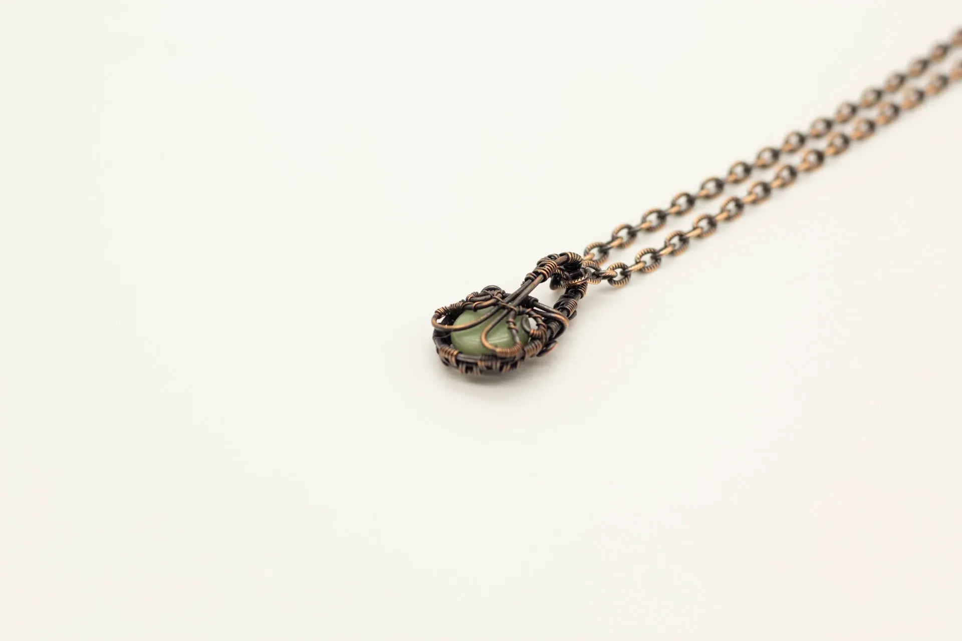 Copper Mini Pendant with Dichroic Blue and Green Fused Glass Accent