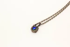 Copper Mini Pendant with Dichroic Blue and Green Fused Glass Accent