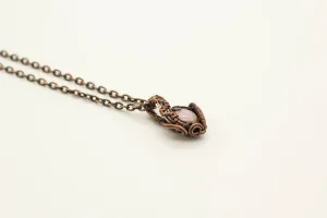Copper Mini Pendant with Pink Fused Glass Accent