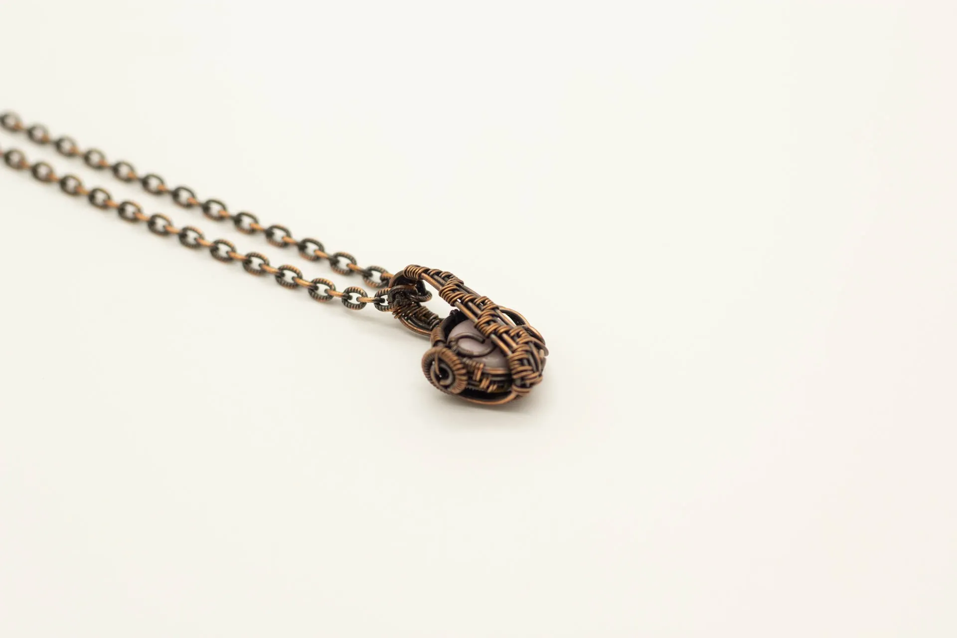 Copper Mini Pendant with Pink Fused Glass Accent
