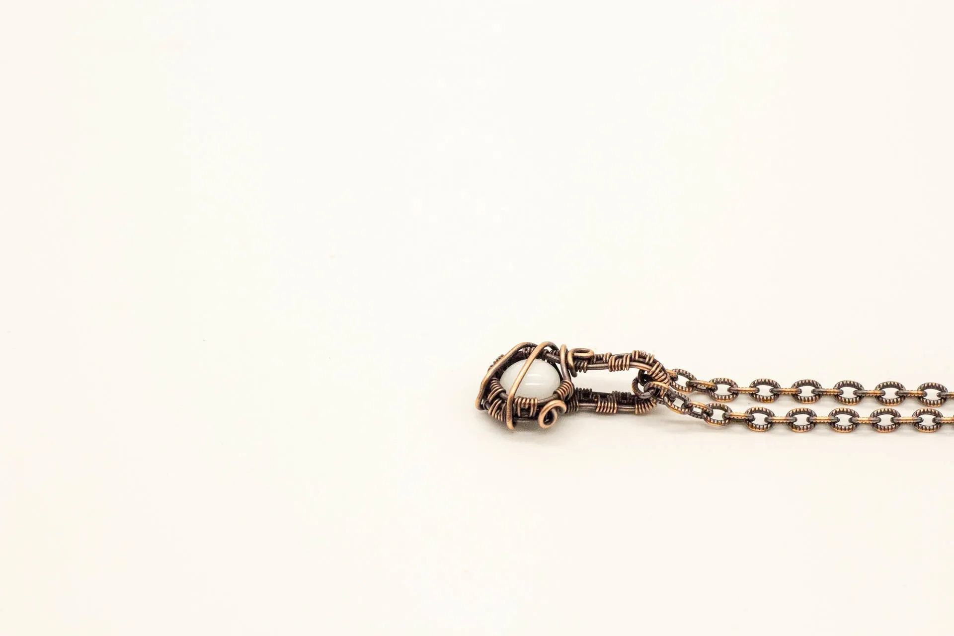 Copper Mini Pendant with White Fused Glass Accent