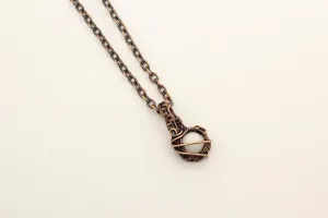 Copper Mini Pendant with White Fused Glass Accent
