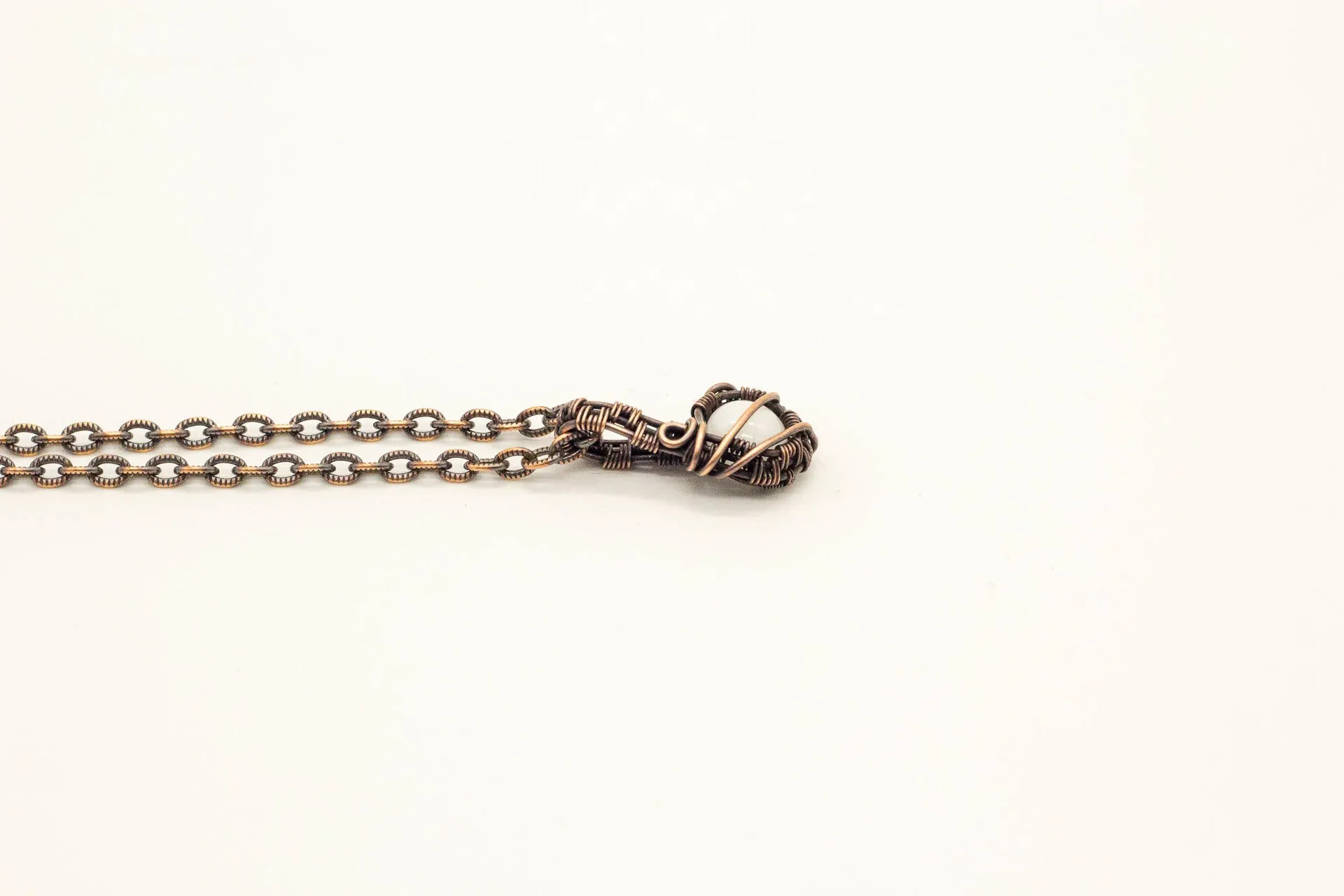 Copper Mini Pendant with White Fused Glass Accent