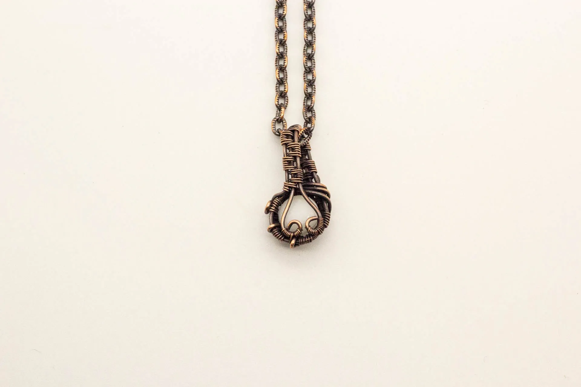 Copper Mini Pendant with White Fused Glass Accent
