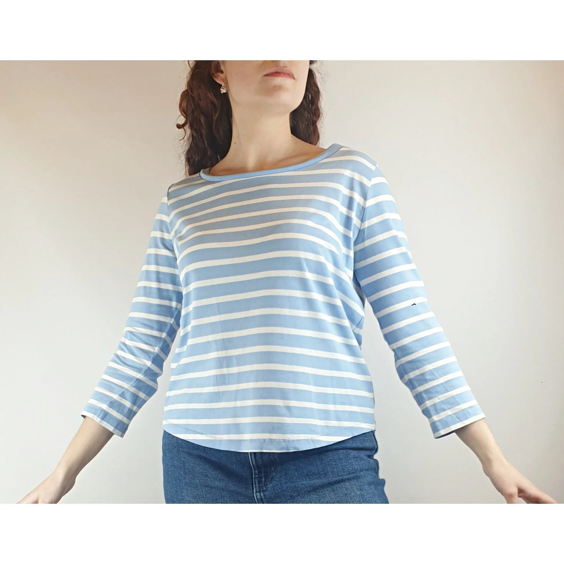 Cos blue and white long sleeve top size S (best fits 10)